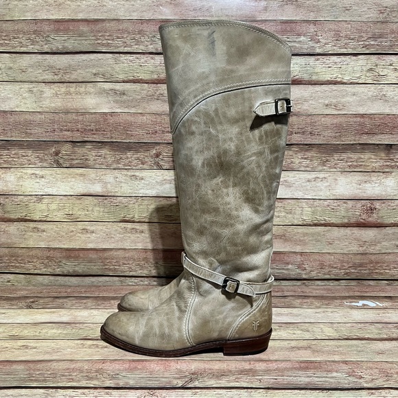 Frye Shoes - Frye Beige Leather Dorado Tall Riding Boots